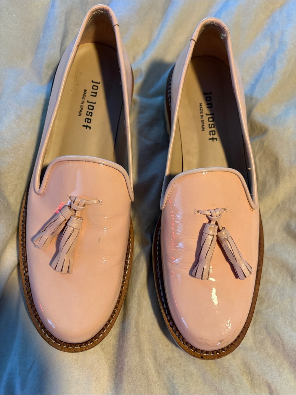 Jon Josef Pink Patent Tassel Loafers for Women